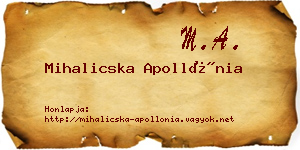Mihalicska Apollónia névjegykártya